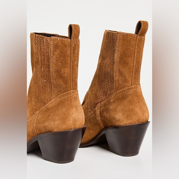 Tory Burch Western Ankle Boots 45mm Suede Rhum Size 7 NWT Brown Cognac - Picture 2 of 7